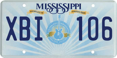 MS license plate XBI106