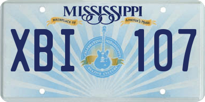 MS license plate XBI107