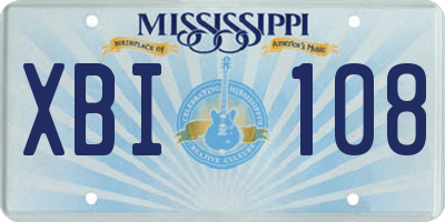 MS license plate XBI108