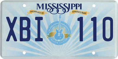 MS license plate XBI110