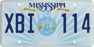 MS license plate XBI114