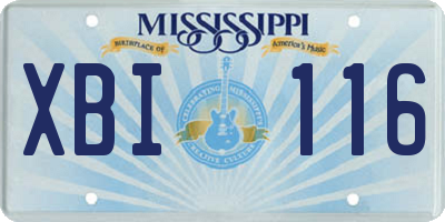 MS license plate XBI116