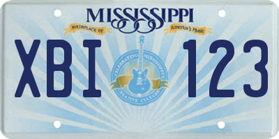MS license plate XBI123
