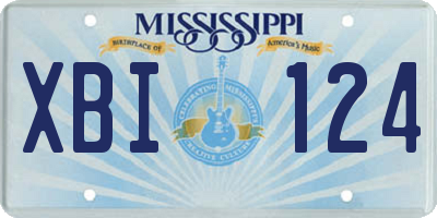 MS license plate XBI124