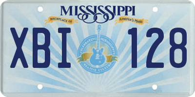 MS license plate XBI128