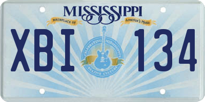 MS license plate XBI134