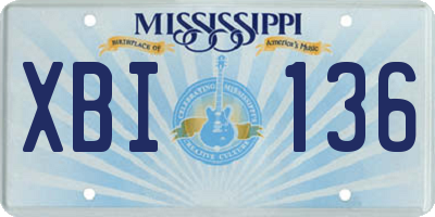 MS license plate XBI136