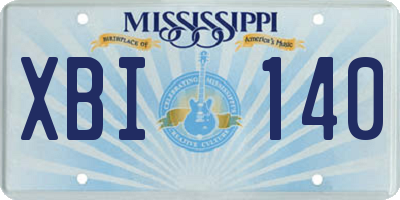 MS license plate XBI140