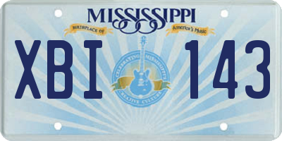 MS license plate XBI143