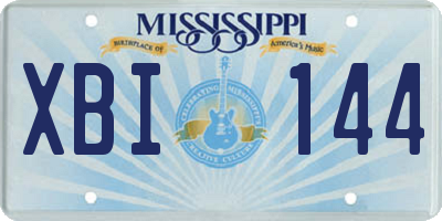 MS license plate XBI144