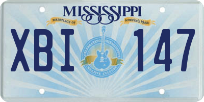 MS license plate XBI147