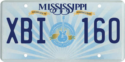 MS license plate XBI160