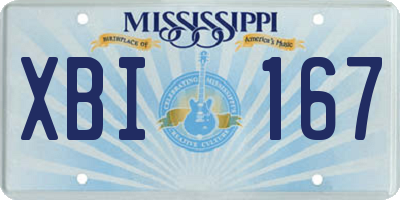 MS license plate XBI167