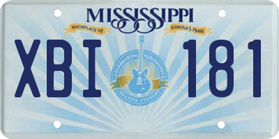 MS license plate XBI181