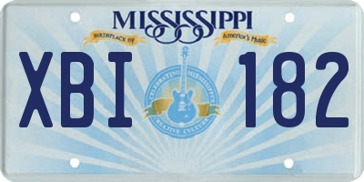 MS license plate XBI182
