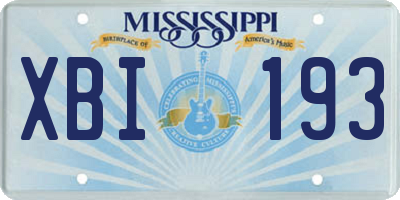 MS license plate XBI193