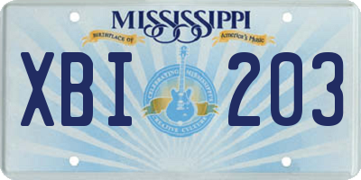 MS license plate XBI203
