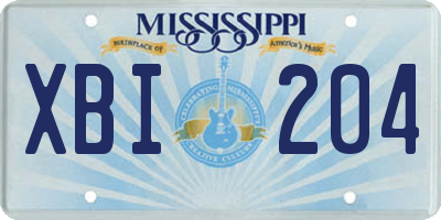 MS license plate XBI204