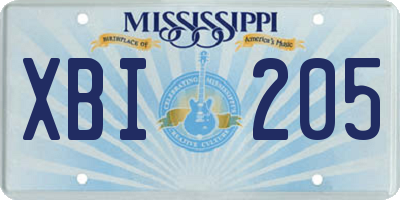 MS license plate XBI205