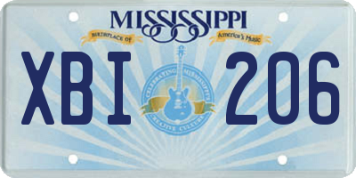 MS license plate XBI206