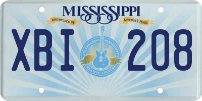 MS license plate XBI208