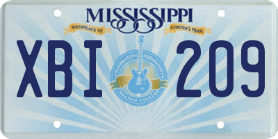MS license plate XBI209