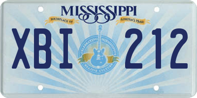MS license plate XBI212