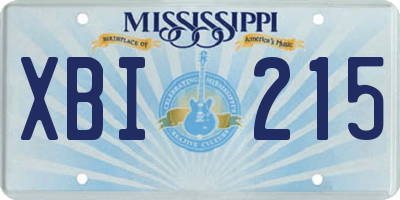 MS license plate XBI215