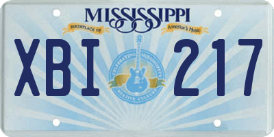MS license plate XBI217