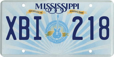 MS license plate XBI218