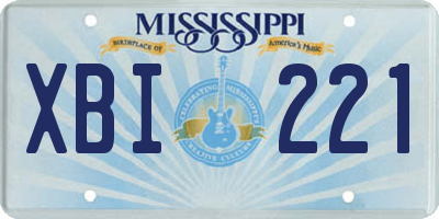 MS license plate XBI221