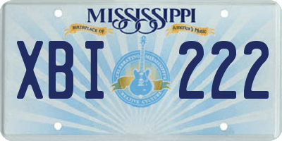 MS license plate XBI222