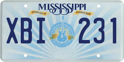 MS license plate XBI231