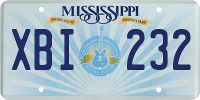 MS license plate XBI232