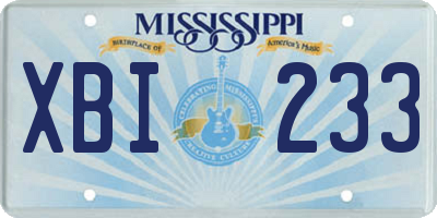 MS license plate XBI233