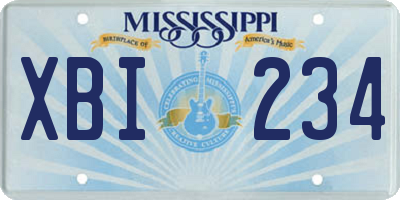 MS license plate XBI234