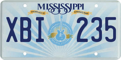 MS license plate XBI235