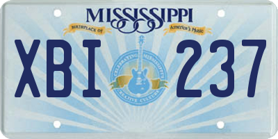 MS license plate XBI237