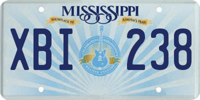 MS license plate XBI238