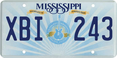 MS license plate XBI243
