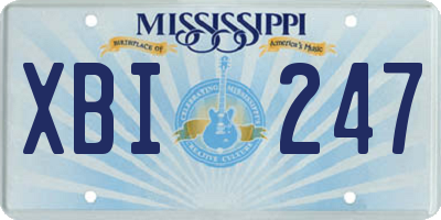 MS license plate XBI247