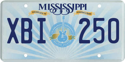 MS license plate XBI250