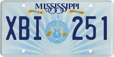 MS license plate XBI251