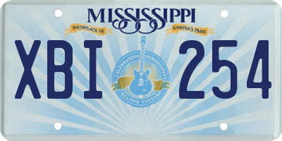 MS license plate XBI254