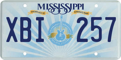 MS license plate XBI257