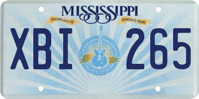 MS license plate XBI265