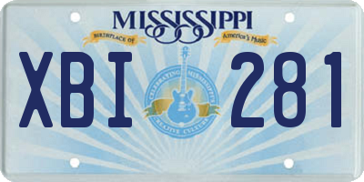 MS license plate XBI281