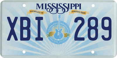 MS license plate XBI289