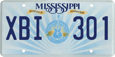 MS license plate XBI301