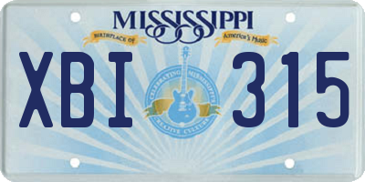 MS license plate XBI315